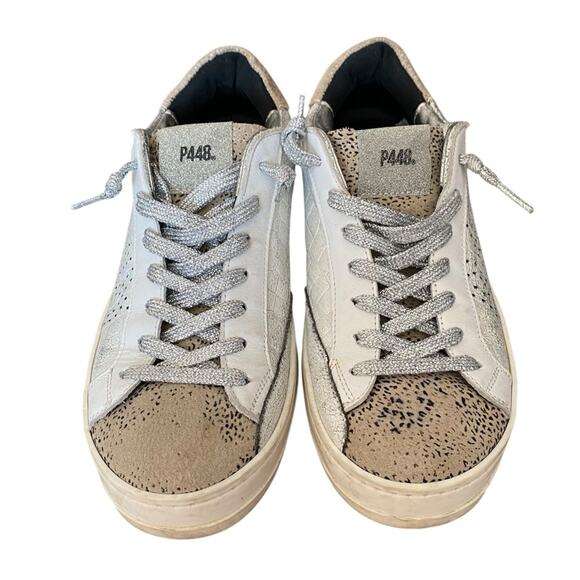 P448 John Sneaker Iridescent White Low Top Sneaker size 38 size 8 - Picture 3 of 11
